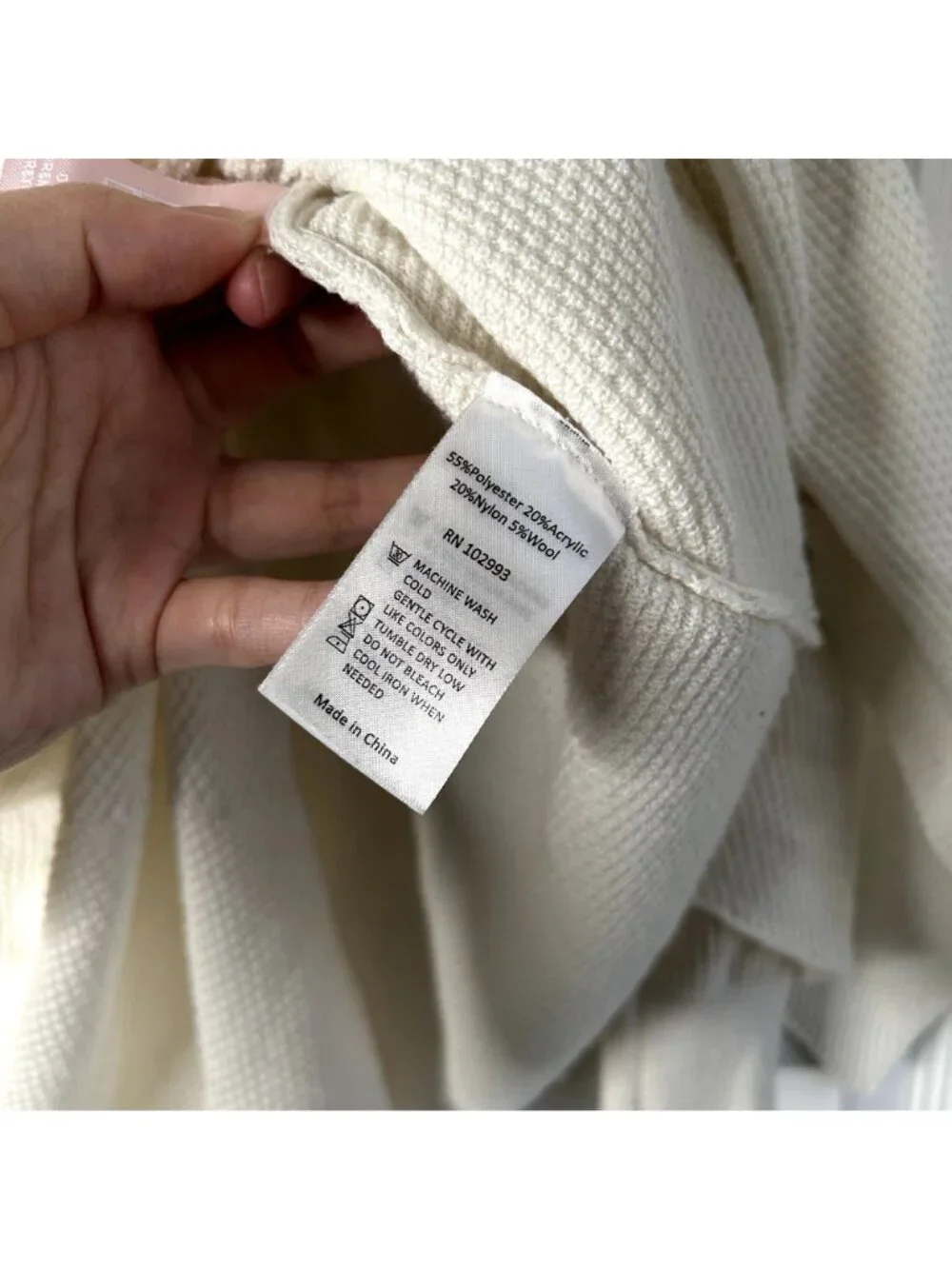 Derek Lam Ivory White Wool Blend V-Neck Knit Tunic Sweater Women's Size Large L